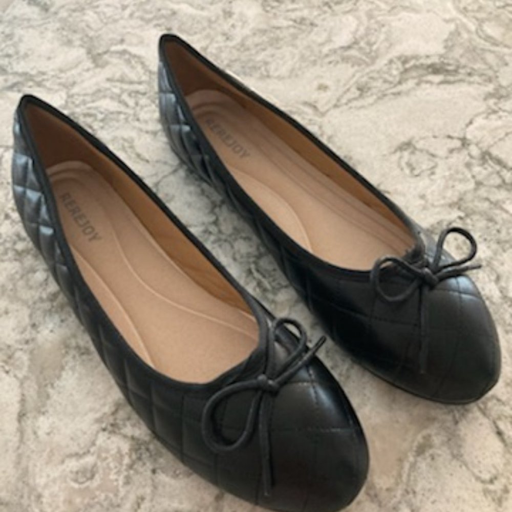 New Quilted Black Ballet Flats Size 8